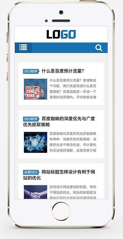 (自适应手机端)SEO优化博客网站模板 个人博客资讯网站源码下载